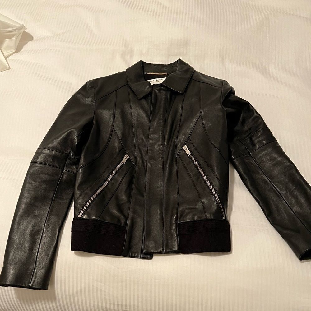 BrandāNewāSaintĀ LaurentāLeatherāJacketāF34